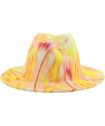 Fedora Hat Tie Dye Hats for Women Multicolor Felt Caps Women Fashion Luxury Fedora Winter Women Hat Sombreros 13 $12.55 Fedoras