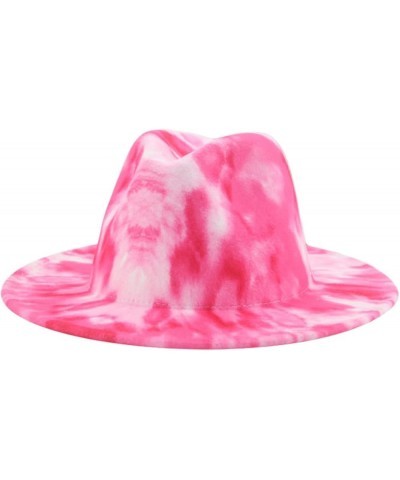 Fedora Hat Tie Dye Hats for Women Multicolor Felt Caps Women Fashion Luxury Fedora Winter Women Hat Sombreros 13 $12.55 Fedoras