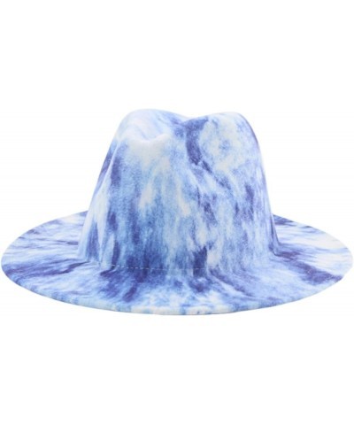 Fedora Hat Tie Dye Hats for Women Multicolor Felt Caps Women Fashion Luxury Fedora Winter Women Hat Sombreros 13 $12.55 Fedoras