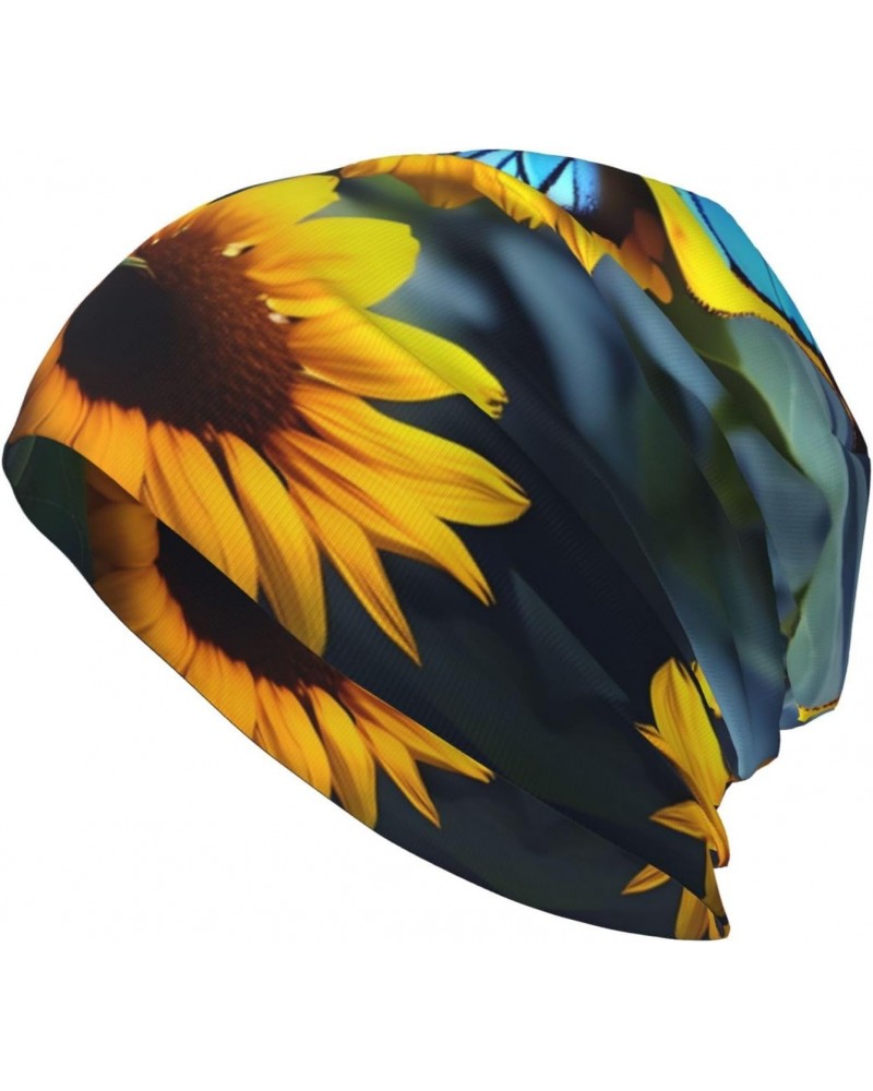 Sunflower Blue Butterfly Adult Men's and Women's Knit Hat Beanies,Unisex Adult Hat,Hat Stretchy Loose Headband Headwear $13.0...