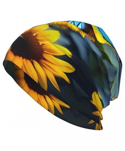 Sunflower Blue Butterfly Adult Men's and Women's Knit Hat Beanies,Unisex Adult Hat,Hat Stretchy Loose Headband Headwear $13.0...