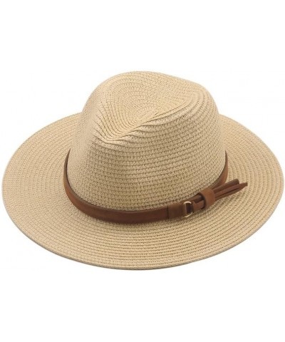 Straw Hat for Women Men Panama Hat Wide Brim Sun Hat Men Classic Fedora Beach Hat Belt Khaki 1 $17.44 Fedoras