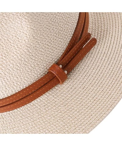 Straw Hat for Women Men Panama Hat Wide Brim Sun Hat Men Classic Fedora Beach Hat Belt Khaki 1 $17.44 Fedoras