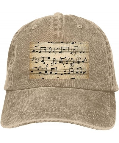 Musical Notes Print Washed Cowboy Baseball Cap for Adults Adjustable Caps Fashion Cap A Sun Hat Natural $8.58 Baseball Caps