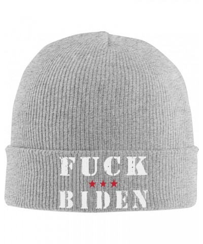 Fuck Joe Biden Knit Hats Winter Warm Chunky Beanie Hat for Men Women Gray $10.23 Skullies & Beanies