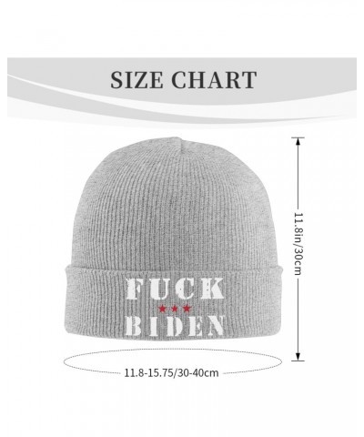 Fuck Joe Biden Knit Hats Winter Warm Chunky Beanie Hat for Men Women Gray $10.23 Skullies & Beanies