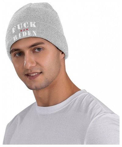 Fuck Joe Biden Knit Hats Winter Warm Chunky Beanie Hat for Men Women Gray $10.23 Skullies & Beanies