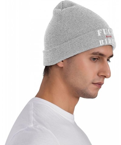 Fuck Joe Biden Knit Hats Winter Warm Chunky Beanie Hat for Men Women Gray $10.23 Skullies & Beanies