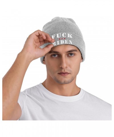 Fuck Joe Biden Knit Hats Winter Warm Chunky Beanie Hat for Men Women Gray $10.23 Skullies & Beanies