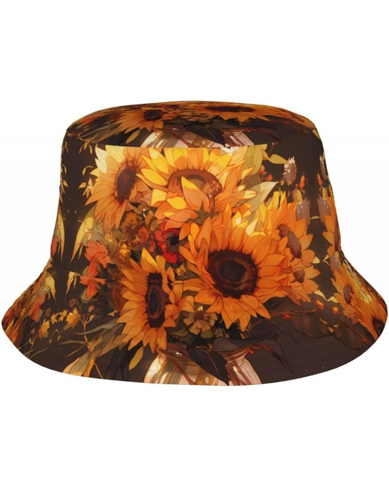 Tahitian Vacation Unisex Reflective Bucket Hat - Rave Summer Travel Beach Sun Hat, Foldable & Ideal for Festivals Sunflowers ...