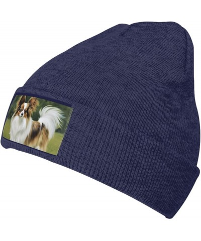 Knitted Hat Cute Dog Print Beanie for Women Soft Warm Beanie Cap Casual Knit Hat Men Winter Beanies Navy Blue $11.49 Skullies...