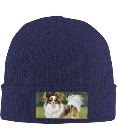 Knitted Hat Cute Dog Print Beanie for Women Soft Warm Beanie Cap Casual Knit Hat Men Winter Beanies Navy Blue $11.49 Skullies...