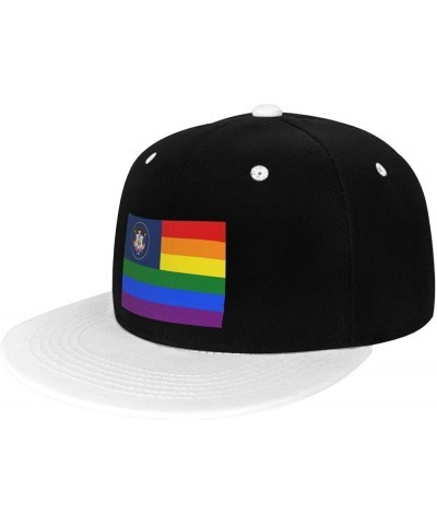 Pride Rainbow LGBT Flag of Utah Snapback Hat for Men Women Baseball Cap Trucker Flat Bill Hats Dad Caps White $11.64 Baseball...