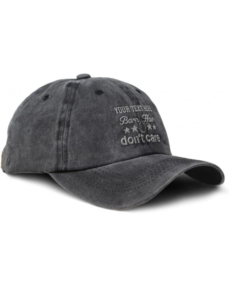 Custom Soft Washed Baseball Cap Barn Hair Don't Care Dad Hats for Men & Women Black Personalized Text Here $14.00 Baseball Caps