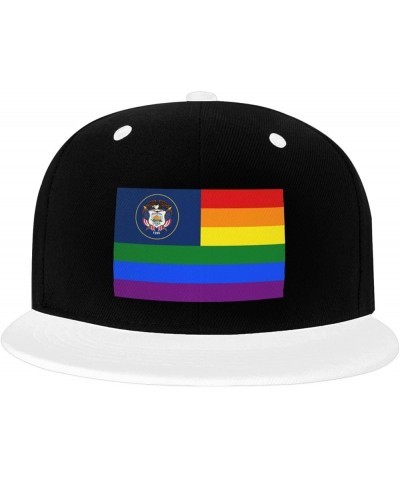 Pride Rainbow LGBT Flag of Utah Snapback Hat for Men Women Baseball Cap Trucker Flat Bill Hats Dad Caps White $11.64 Baseball...