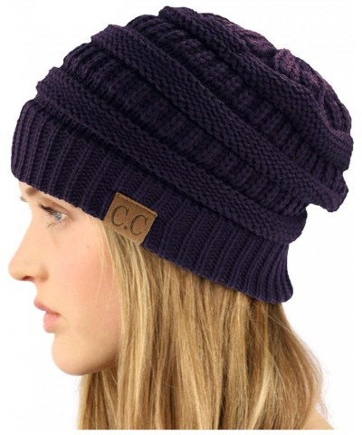 CC Classic Winter Fall Trendy Chunky Stretchy Cable Knit Beanie Hat Solid Navy $9.50 Sun Hats