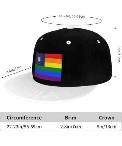 Pride Rainbow LGBT Flag of Utah Snapback Hat for Men Women Baseball Cap Trucker Flat Bill Hats Dad Caps White $11.64 Baseball...