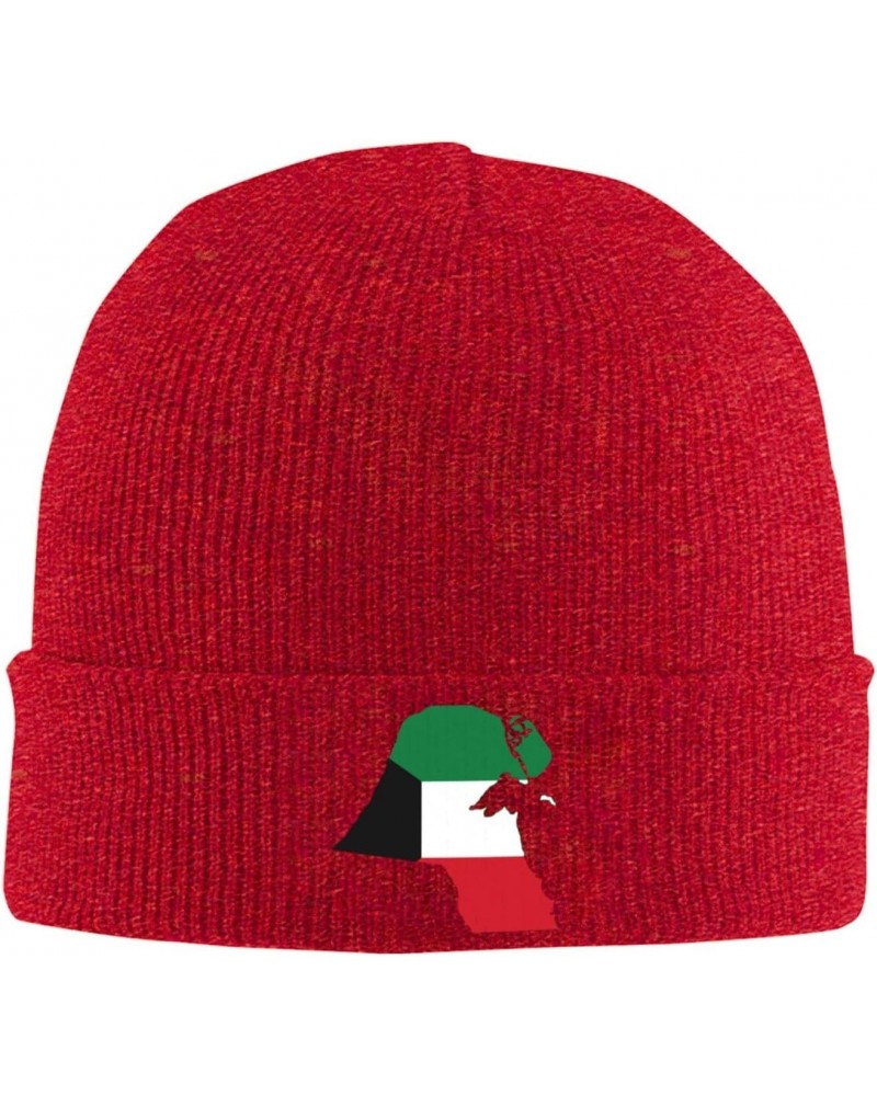 Kuwait Flag Map Beanie Hat Skull Knit Warm Cap Women Men Soft Stretch for Winter6 Red $14.56 Skullies & Beanies