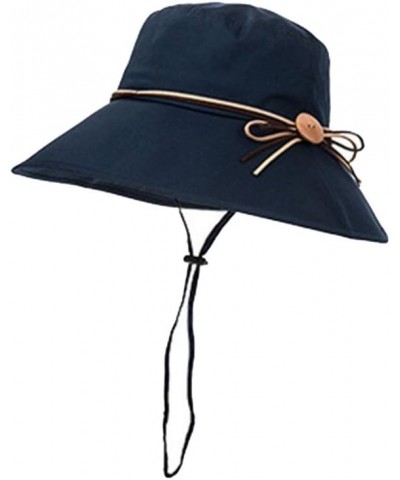 Sun Hat Womens Summer Beach Foldable Wide Large Brim Sun Hat Anti UV Sun Cap UPF50+ Bucket Cord Hats Navy $27.82 Sun Hats