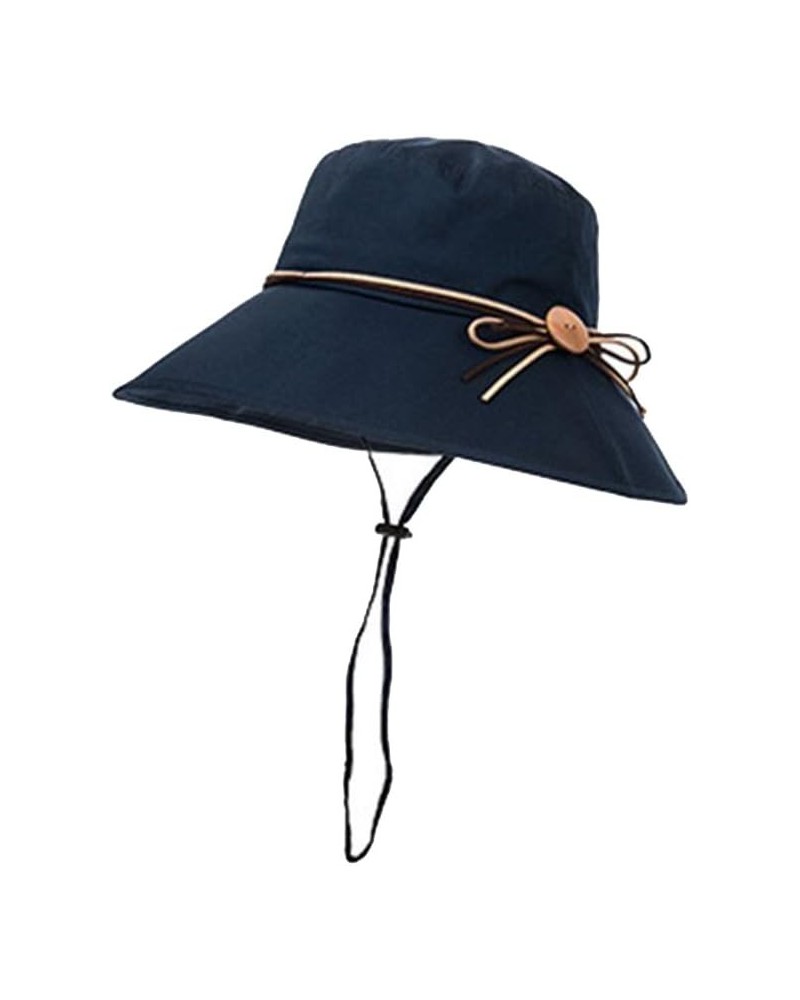 Sun Hat Womens Summer Beach Foldable Wide Large Brim Sun Hat Anti UV Sun Cap UPF50+ Bucket Cord Hats Navy $27.82 Sun Hats