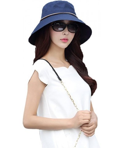 Sun Hat Womens Summer Beach Foldable Wide Large Brim Sun Hat Anti UV Sun Cap UPF50+ Bucket Cord Hats Navy $27.82 Sun Hats