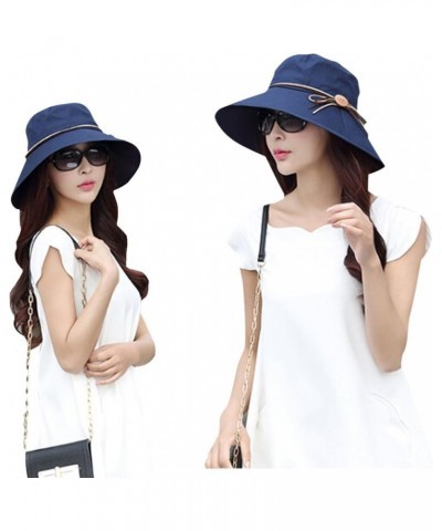 Sun Hat Womens Summer Beach Foldable Wide Large Brim Sun Hat Anti UV Sun Cap UPF50+ Bucket Cord Hats Navy $27.82 Sun Hats