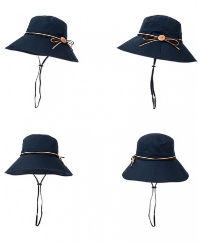 Sun Hat Womens Summer Beach Foldable Wide Large Brim Sun Hat Anti UV Sun Cap UPF50+ Bucket Cord Hats Navy $27.82 Sun Hats