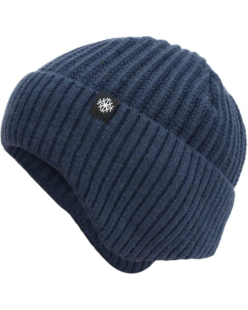 Hat Warm Chunky Cable Knit Hats Soft Thick Cute Knitted Cap Letter Hard Hat with Chin Strap for Adults Navy $9.01 Skullies & ...