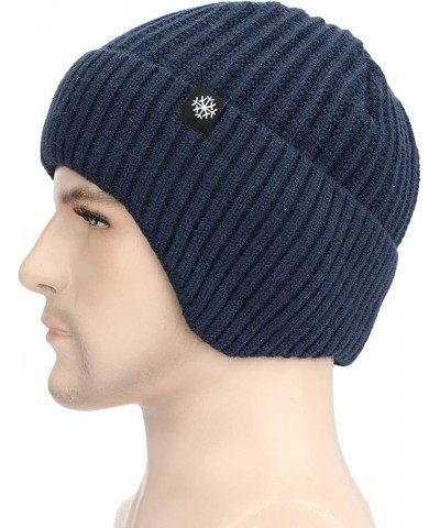 Hat Warm Chunky Cable Knit Hats Soft Thick Cute Knitted Cap Letter Hard Hat with Chin Strap for Adults Navy $9.01 Skullies & ...