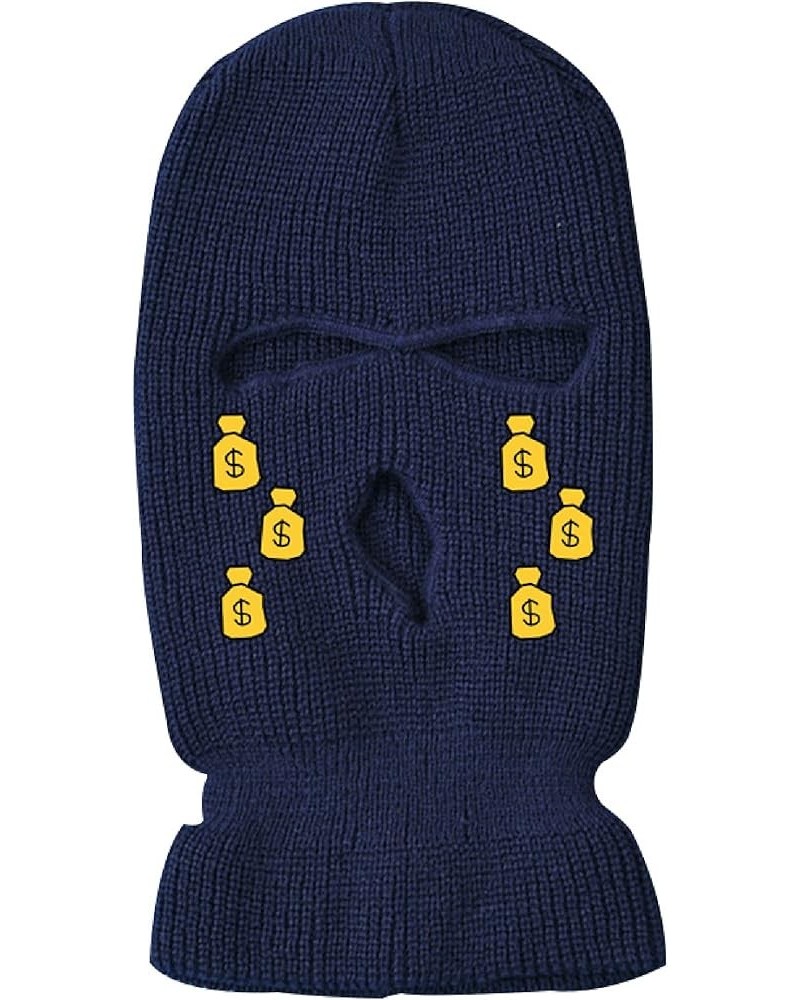 IMSWW 3-Hole Ski Mask Woolen Knitted Hat Winter Warm Outdoor Cycling Windproof Mask Balaclava Navy $9.00 Balaclavas