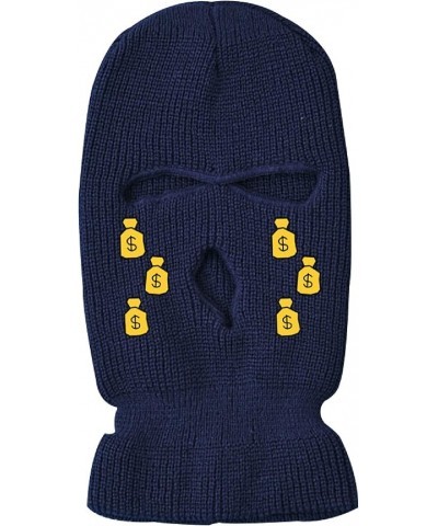 IMSWW 3-Hole Ski Mask Woolen Knitted Hat Winter Warm Outdoor Cycling Windproof Mask Balaclava Navy $9.00 Balaclavas