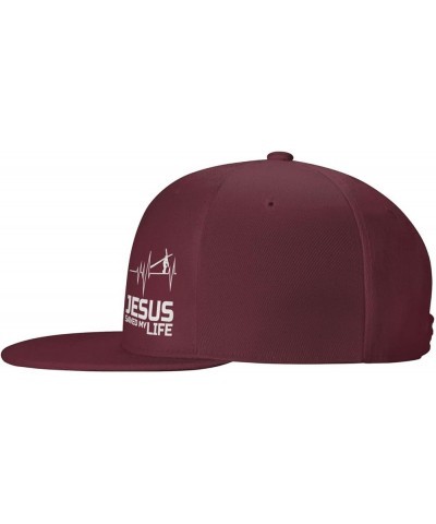 Christian Jesus Saved My Life Hats for Men Women Flat Bill Brim Dad Hats Adjustable Black Fashion Baseball Cap Dark Red $10.7...