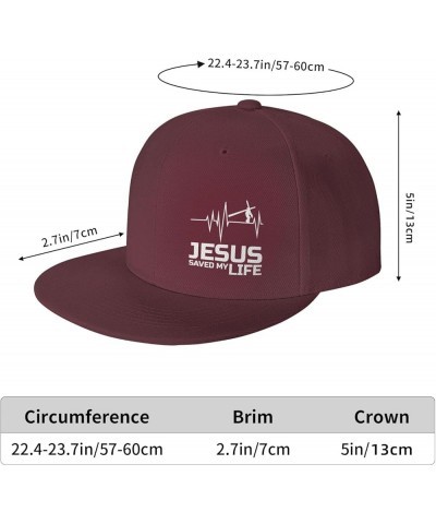 Christian Jesus Saved My Life Hats for Men Women Flat Bill Brim Dad Hats Adjustable Black Fashion Baseball Cap Dark Red $10.7...