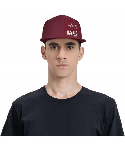 Christian Jesus Saved My Life Hats for Men Women Flat Bill Brim Dad Hats Adjustable Black Fashion Baseball Cap Dark Red $10.7...