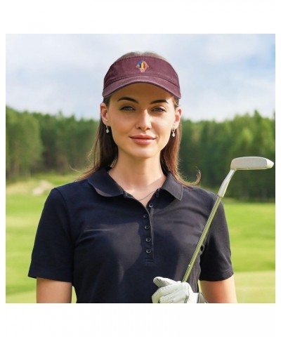 Hand Tear Flag of Romania Sun Visor Hats for Women Men Adjustable Cooling Sports Sun Hats Cotton Golf Cap Red $10.10 Visors