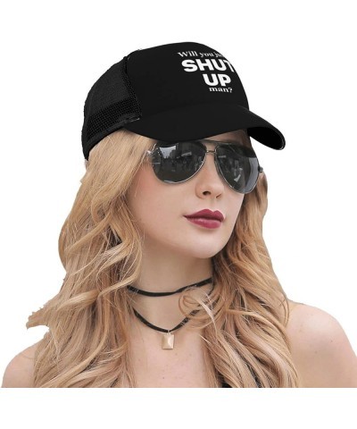 Will You Just Shut Up Man Joe Biden Quote Trucker Hat - Mesh Baseball Snapback Cap for Men Or Women Outdoors Black $19.87 Bas...