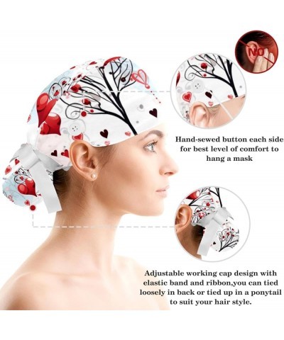 Surgical Scrub Caps Working Head Cover Hearts Flower Hair Rope Bunny Hair Ribbons for Women Color 1 $11.39 Skullies & Beanies