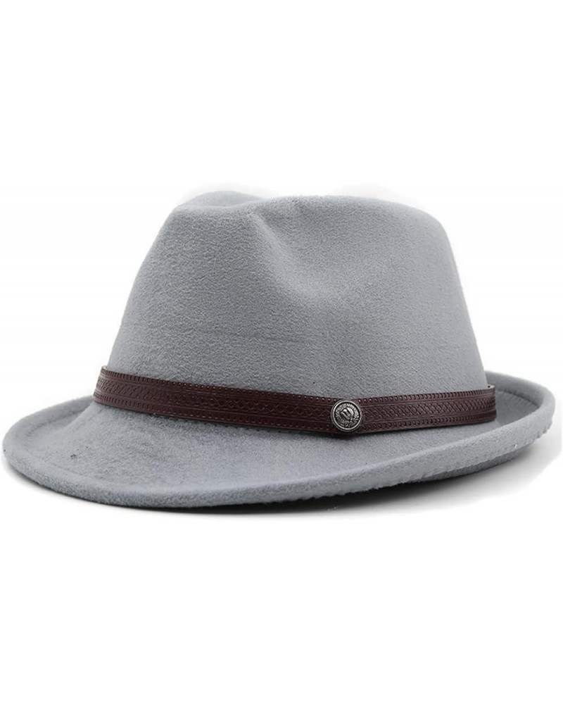 Wool Women Men Fedora Hat for Winter Autumn Elegant Lady Trilby Felt Homburg Church Jazz Hat 55-58cm Jxf-540 Light Grey $17.5...