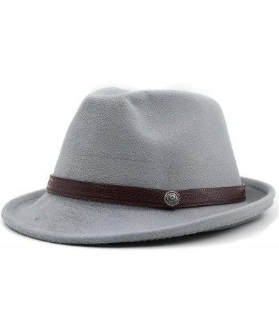 Wool Women Men Fedora Hat for Winter Autumn Elegant Lady Trilby Felt Homburg Church Jazz Hat 55-58cm Jxf-540 Light Grey $17.5...