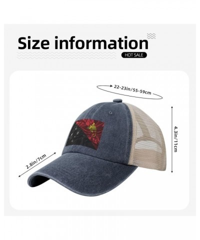 Silk Style Flag of Papua New Guinea Baseball Cap Women Men Mesh Back Hats Vintage Cowboy Hat Dad Caps Navy Blue $9.46 Basebal...