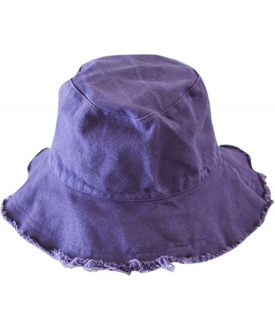 Fisherman Hat Women's Summer Visor Simple Casual Hat Trimmed Basin Hat Foldable Washed Cloth Hat Large Purple $7.14 Sun Hats