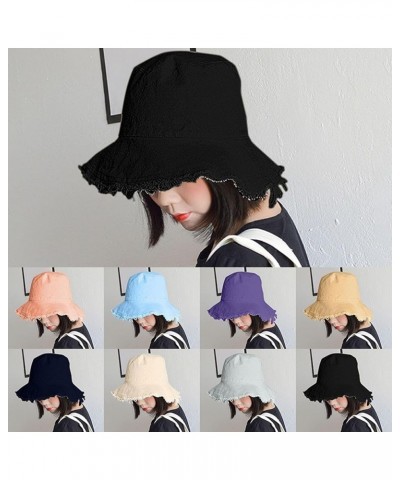 Fisherman Hat Women's Summer Visor Simple Casual Hat Trimmed Basin Hat Foldable Washed Cloth Hat Large Purple $7.14 Sun Hats