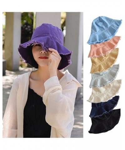 Fisherman Hat Women's Summer Visor Simple Casual Hat Trimmed Basin Hat Foldable Washed Cloth Hat Large Purple $7.14 Sun Hats