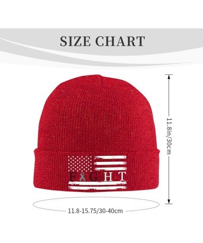 Fight Carcinoid Cancer Survivor USA Flag Winter Warm Knit Hat - Soft Beanie Cap Black Red $11.51 Skullies & Beanies