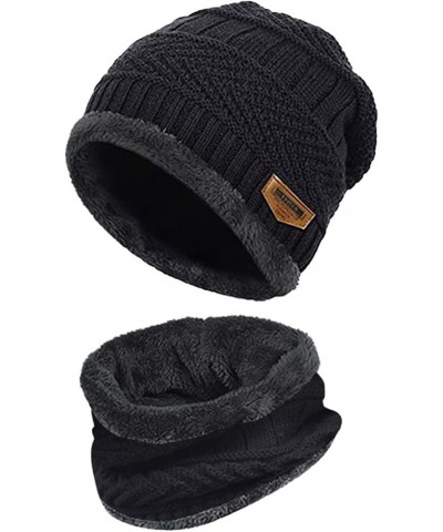 Womens Winter Thick Warm Hat and Scarf Set 3 Pcs, Knit Cap Neck Warmer Touchscreen Gloves Gifts Christmas Black $9.62 Skullie...