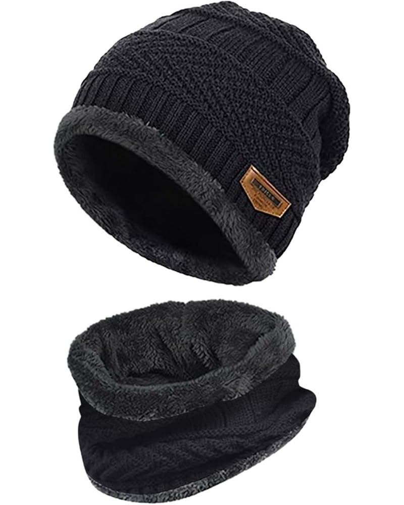 Womens Winter Thick Warm Hat and Scarf Set 3 Pcs, Knit Cap Neck Warmer Touchscreen Gloves Gifts Christmas Black $9.62 Skullie...