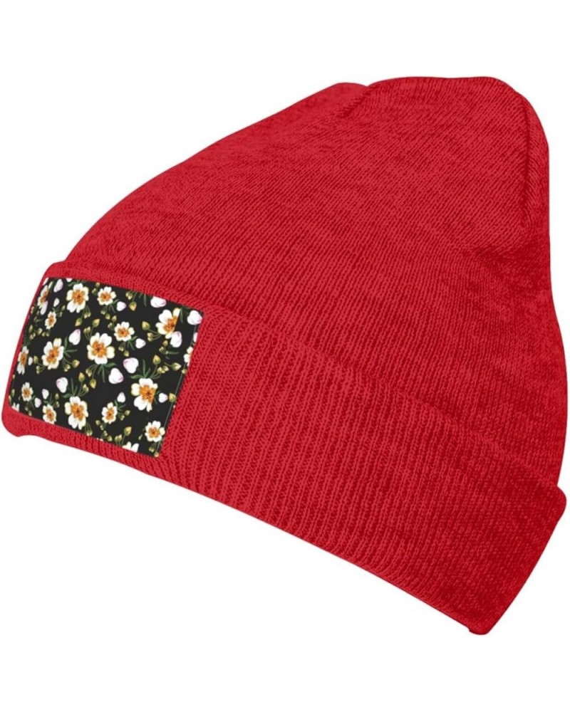 Flower Leaf (2) Print Beanie Hat Knitted Cap for Men Women,Thin Warm Knit Slouchy Ski Cap Winter Hip Hop Red $12.91 Skullies ...