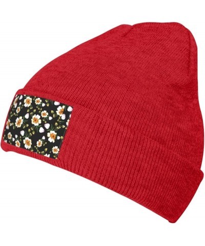 Flower Leaf (2) Print Beanie Hat Knitted Cap for Men Women,Thin Warm Knit Slouchy Ski Cap Winter Hip Hop Red $12.91 Skullies ...