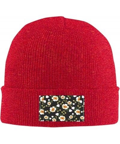 Flower Leaf (2) Print Beanie Hat Knitted Cap for Men Women,Thin Warm Knit Slouchy Ski Cap Winter Hip Hop Red $12.91 Skullies ...