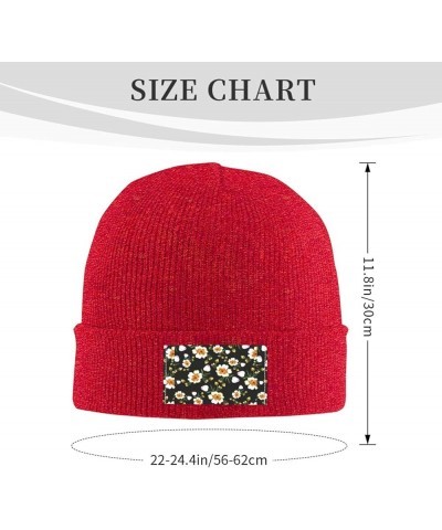 Flower Leaf (2) Print Beanie Hat Knitted Cap for Men Women,Thin Warm Knit Slouchy Ski Cap Winter Hip Hop Red $12.91 Skullies ...